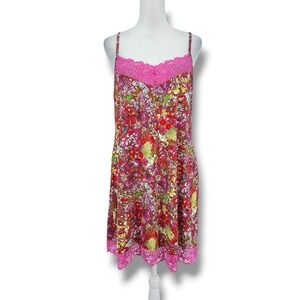 Josie Natori Floral Lace Slip Dress L Coquette Fairy Y2K Lingeriecore Romantic
